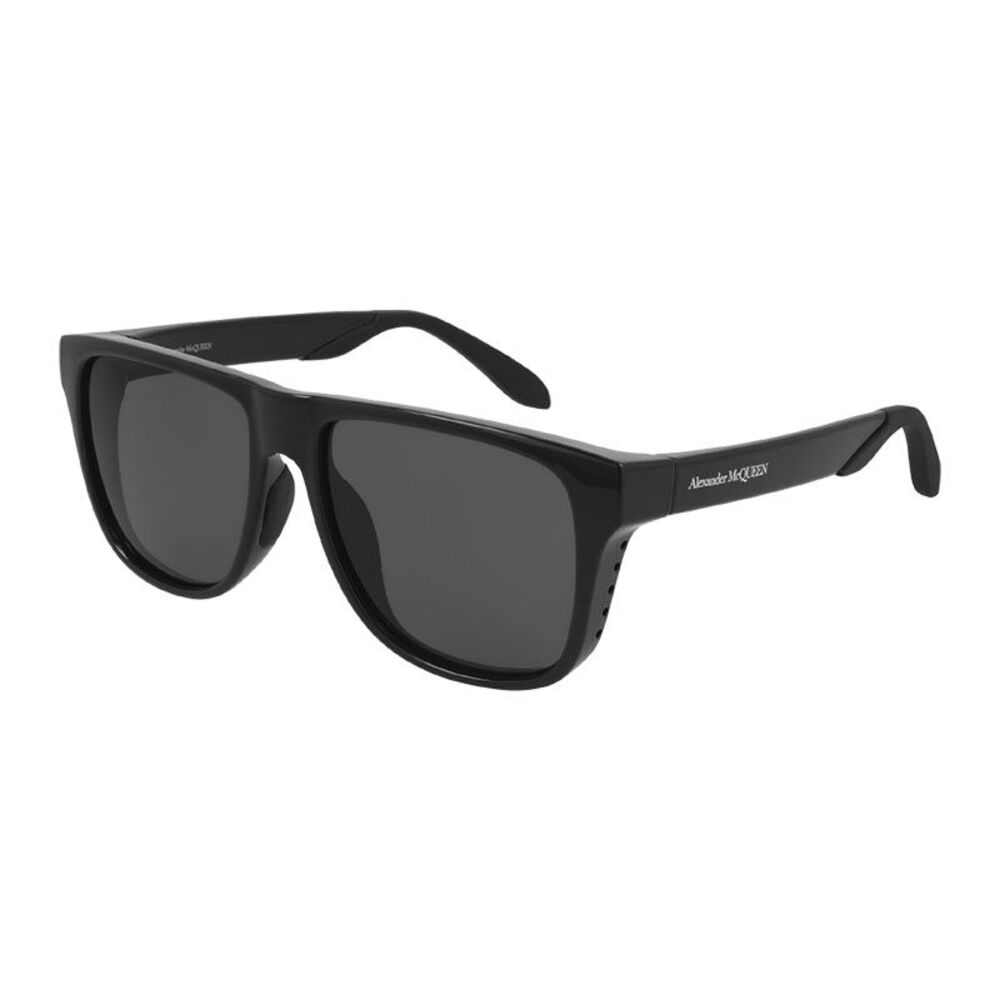 Alexander McQueen Sunglasses Square Full Rim, Shiny Black Frame and Grey Lens
